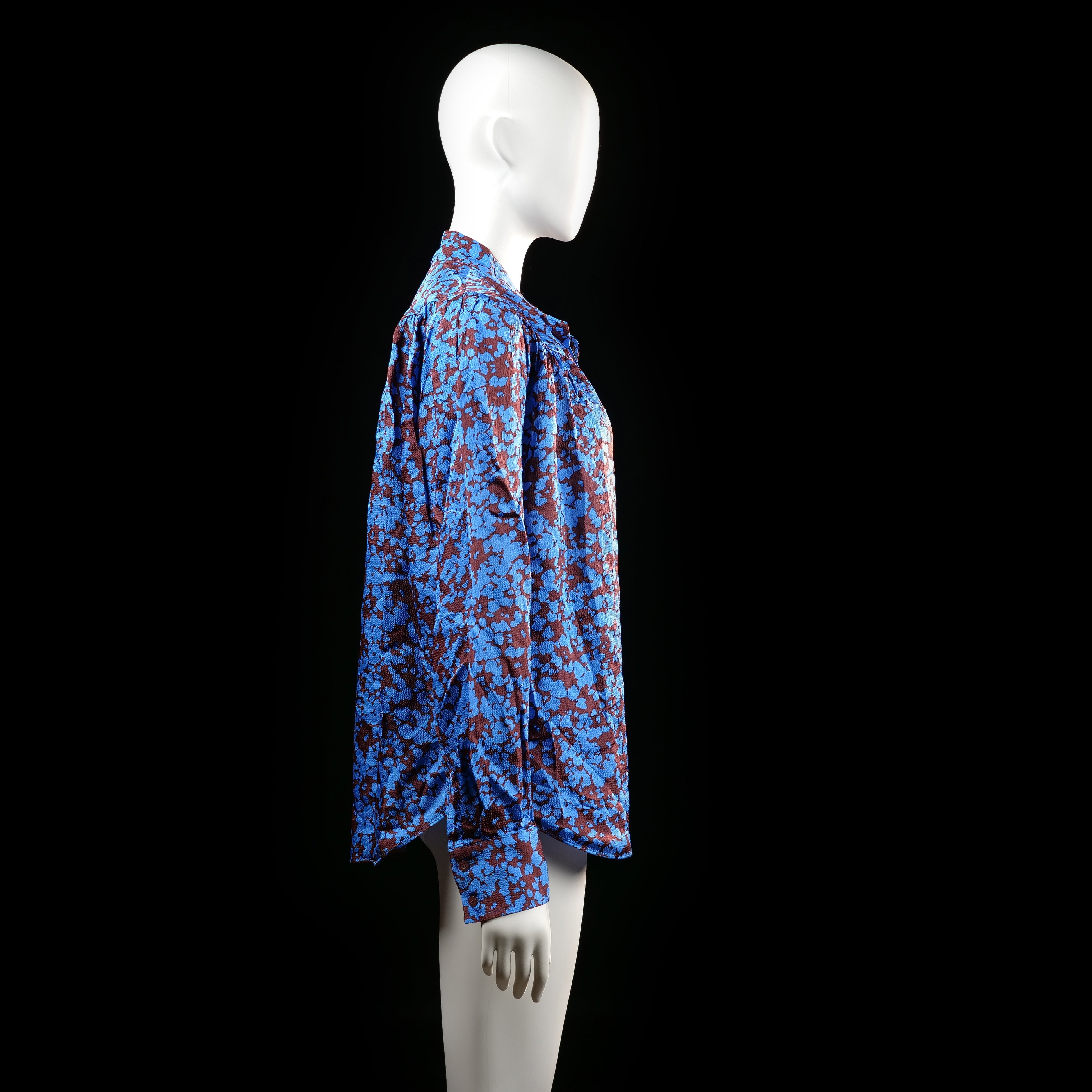 Blouse - Light Blue & Burgundy - Size M