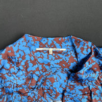 Blouse - Light Blue & Burgundy - Size M