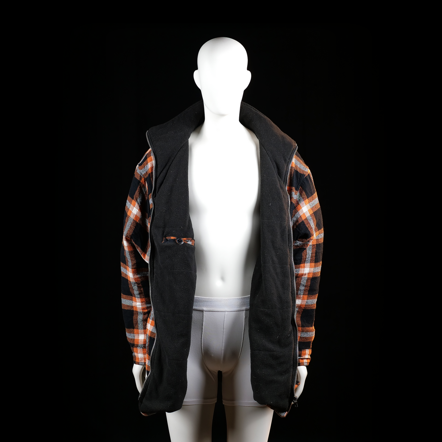 Fleece jacket - Black & Orange - Size 4XL