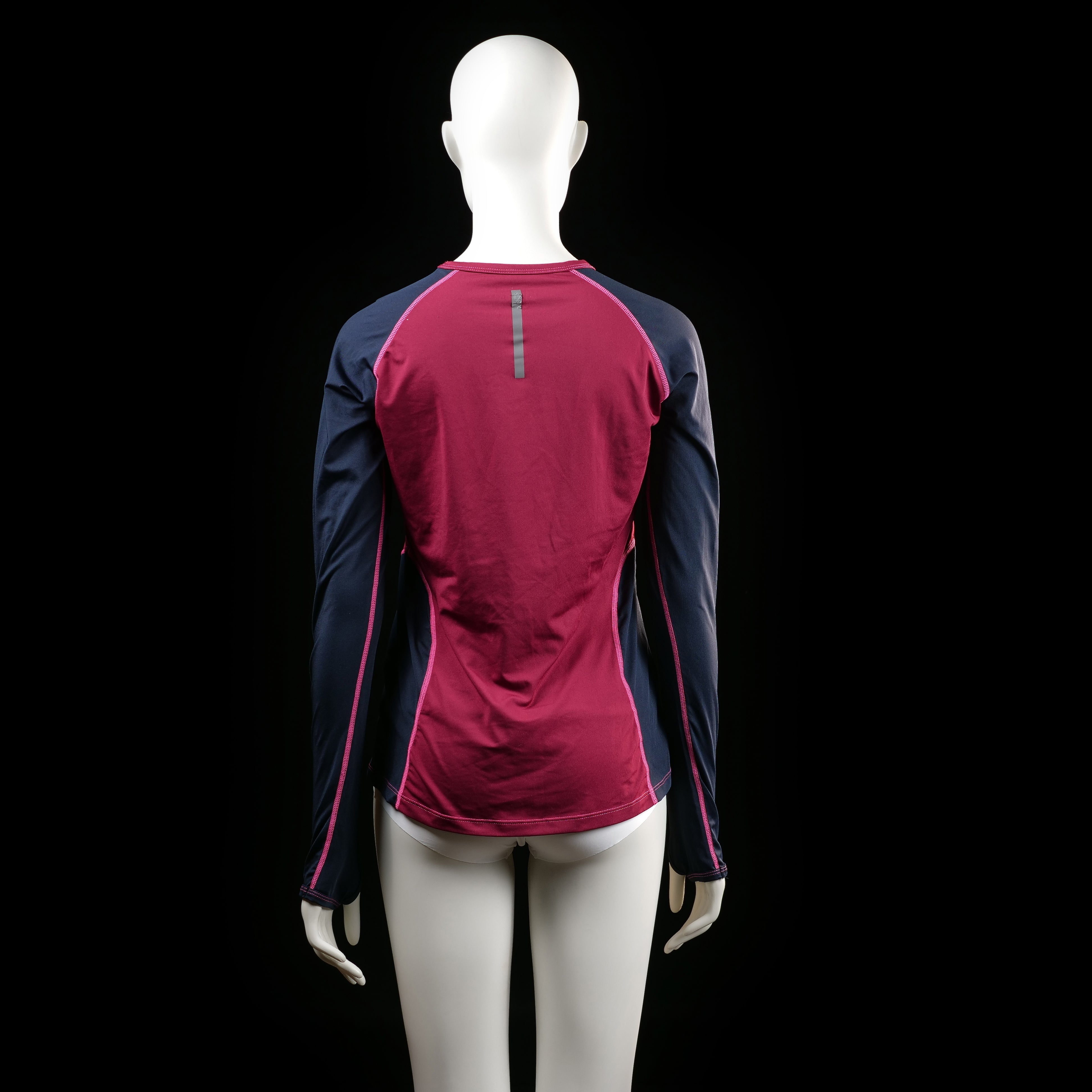 Long-sleeve top - Burgundy & Navy - Size S