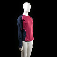 Long-sleeve top - Burgundy & Navy - Size S