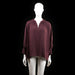 Wera - Blouse - Burgundy - Size 40 - Loose-fitting blouse with gathered detailing around the neckline and a split V-neck. Features voluminous long sleeves with buttoned cuffs.