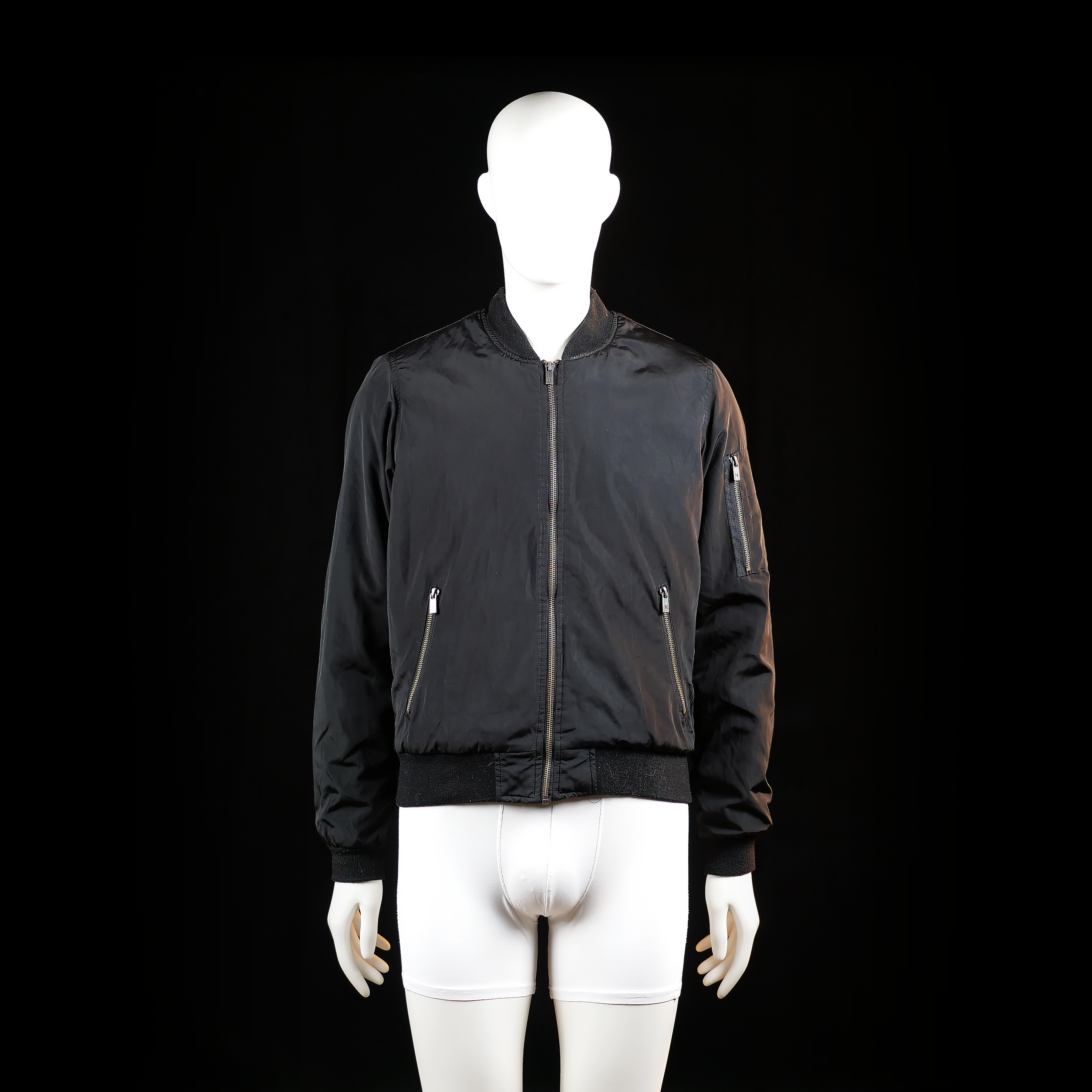 Lager 157 - Bomber jacket - Black - Size S - Matte finish jacket with a front zipper closure, ribbed cuffs and hem, and zippered arm pocket. It has a classic bomber silhouette with slanted zip hand pockets.