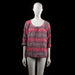Soya Concept - Blouse - Multicolored - Size XL - Loose-fitting top with a scoop neckline and three-quarter sleeves with gathered elastic cuffs. Features an all-over multicolored geometric print and a slightly crinkled texture.