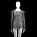 Soaked - Blouse - Multicolored - Size XL - Sheer long-sleeve blouse with a multicolored floral print and ruffle detailing along the shoulders. Features a round neckline and flared cuffs.