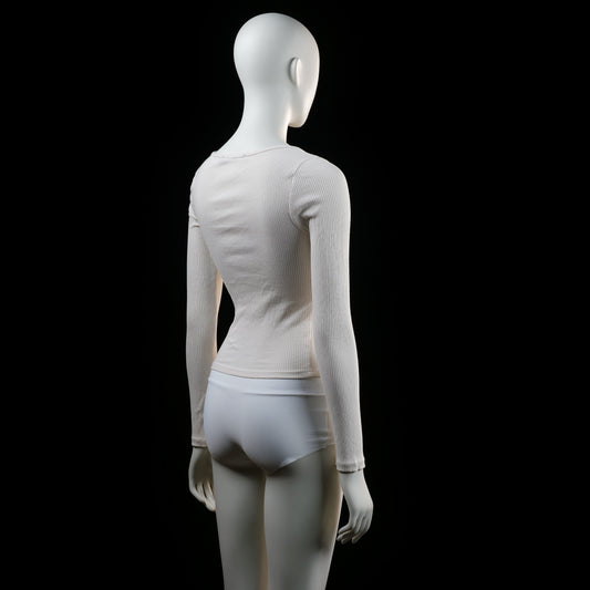 Long-sleeve top - Ivory - Size XS, S