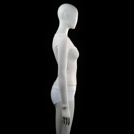 Long-sleeve top - Ivory - Size XS, S