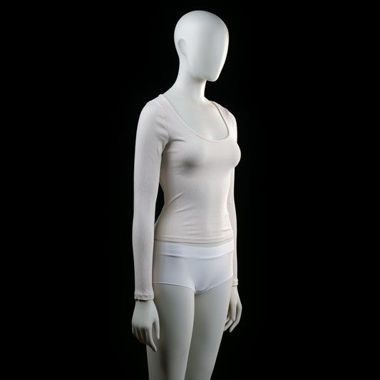 Long-sleeve top - Ivory - Size XS, S