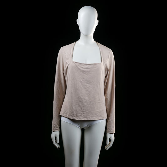 H&M - Long-sleeve top - Ivory - Size L - Long-sleeve top with a wide square neckline and a slightly loose fit. Solid color with no visible patterns or embellishments.