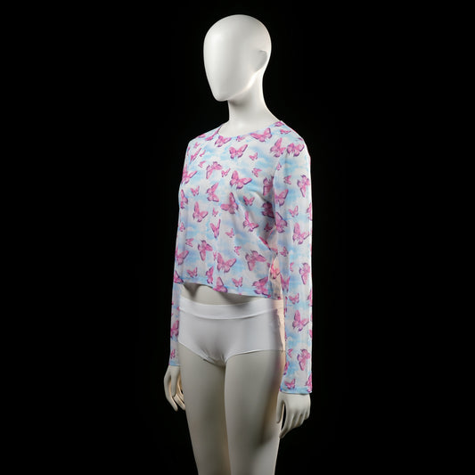 Long-sleeve top - Light Blue & Pink - Size 42