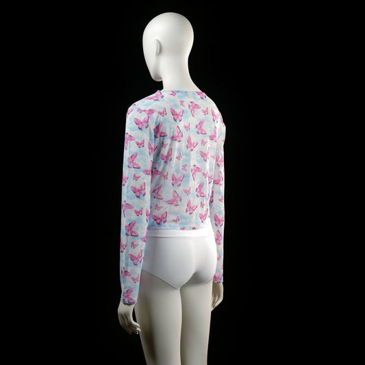 Long-sleeve top - Light Blue & Pink - Size 42