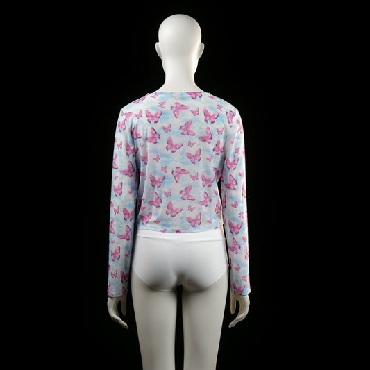 Long-sleeve top - Light Blue & Pink - Size 42