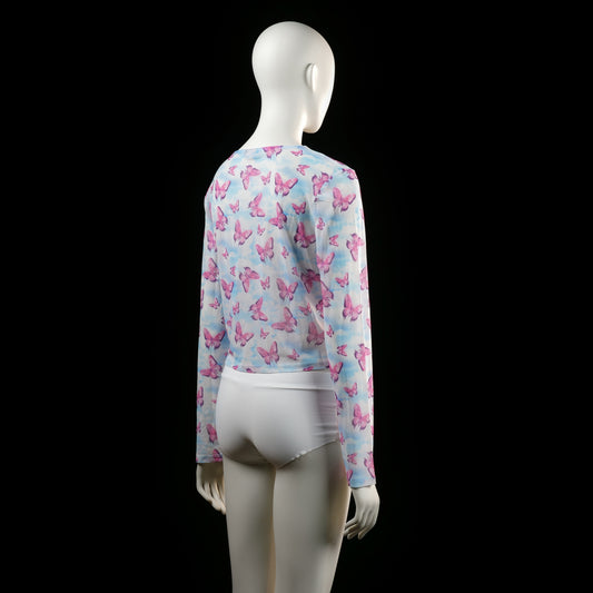 Long-sleeve top - Light Blue & Pink - Size 42