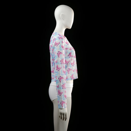 Long-sleeve top - Light Blue & Pink - Size 42