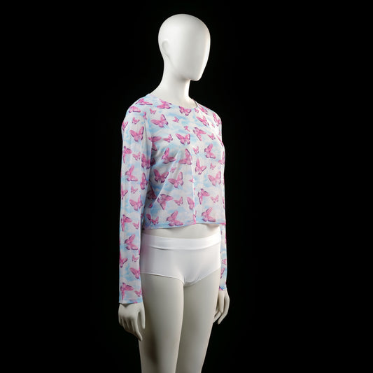 Long-sleeve top - Light Blue & Pink - Size 42