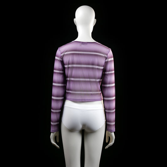 Long-sleeve top - Purple & White - Size 42