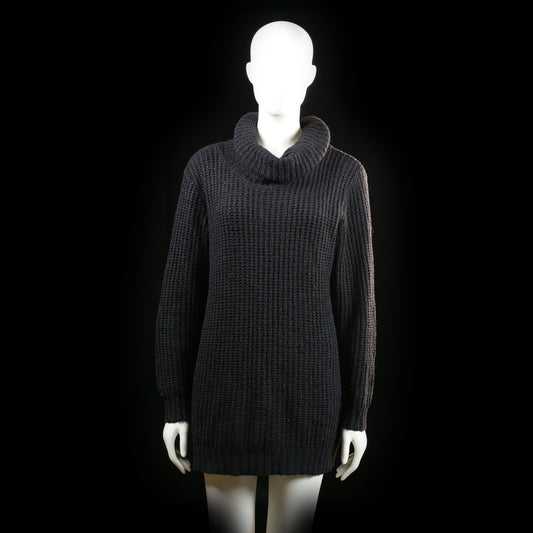 Boohoo - Sweater - Charcoal - Size M - Long, chunky-knit sweater with a loose cowl neck and ribbed cuffs and hem. Extended length reaching well below the hips.
