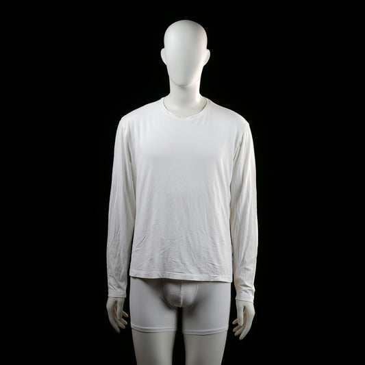H&M - Long-sleeve top - White - Size XL - Plain long-sleeve top with a crew neckline and straight hem. No visible patterns, prints, or closures.