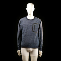 Jack & Jones - Sweatshirt - Denim Blue - Size L - Long-sleeve crew neck sweatshirt with ribbed cuffs and hem. Features a zippered chest pocket with a taped-seam detail.