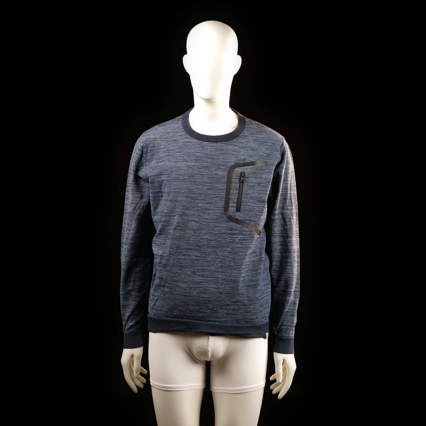 Jack & Jones - Sweatshirt - Denim Blue - Size L - Long-sleeve crew neck sweatshirt with ribbed cuffs and hem. Features a zippered chest pocket with a taped-seam detail.