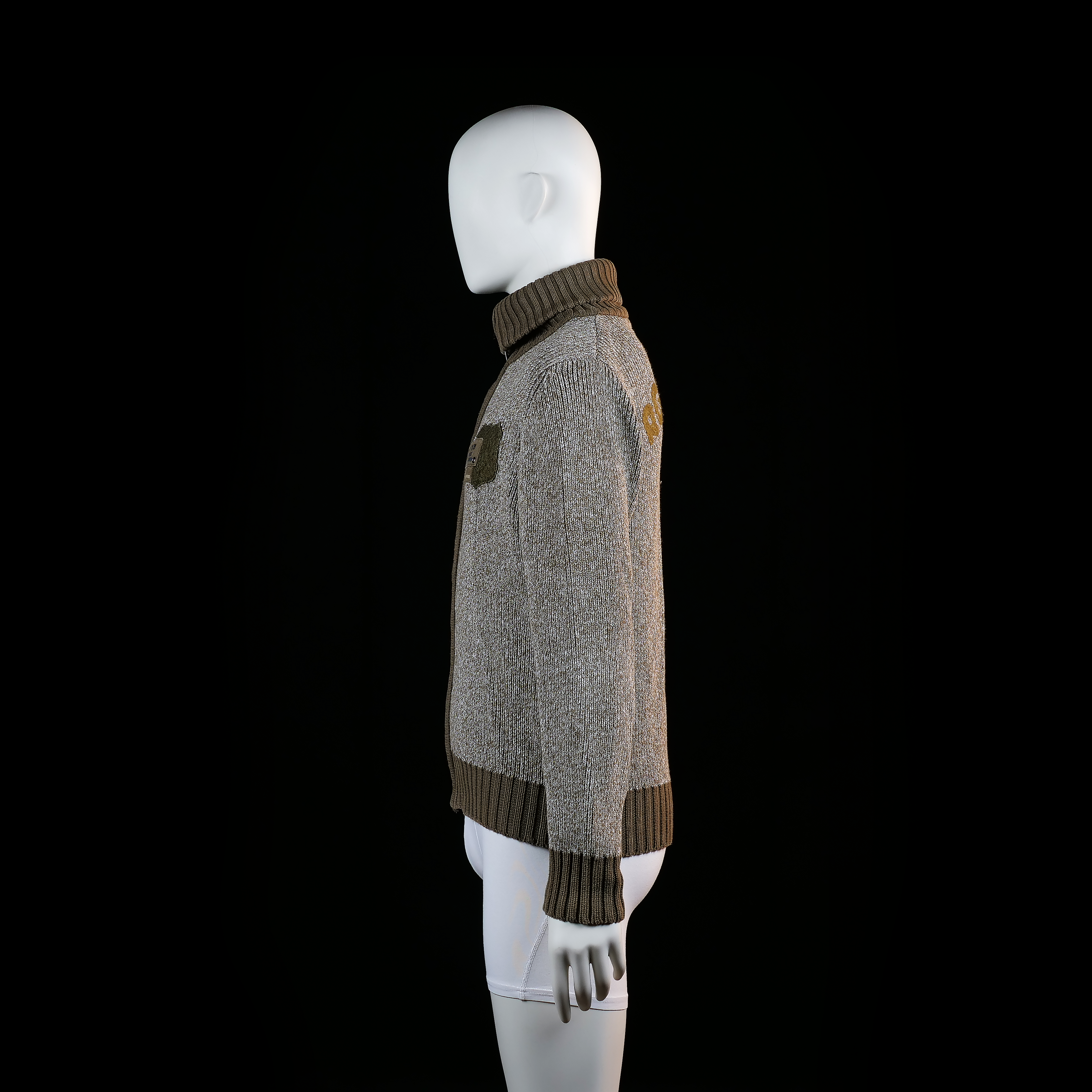 Fleece jacket - Gray & Brown - Size M