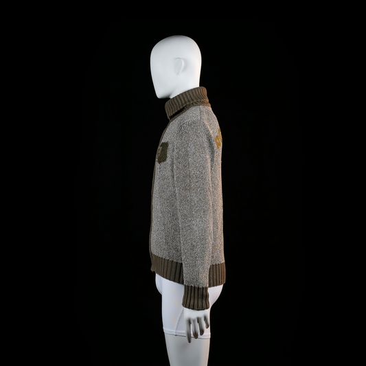 Fleece jacket - Gray & Brown - Size M