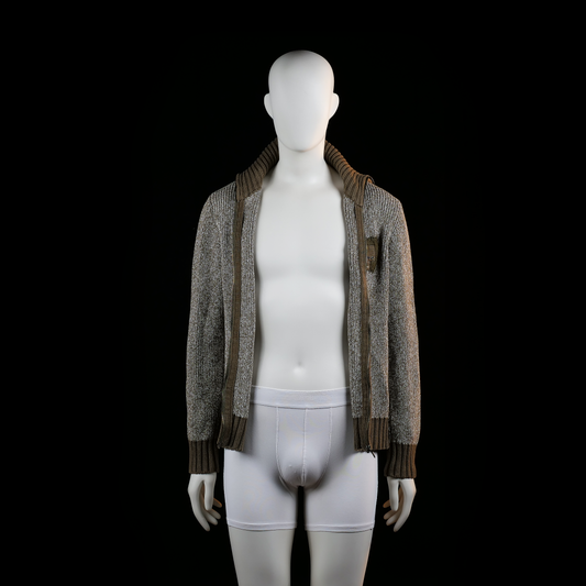 Fleece jacket - Gray & Brown - Size M
