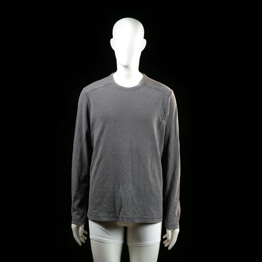 H&M - Long-sleeve top - Gray - Size L - Solid-colored long-sleeve top with a round neckline and no visible fastenings or design elements. Features a straight hem and slight seam detailing at the shoulders.