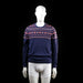 Selected Homme - Sweater - Navy & Red - Size S - Crewneck sweater with ribbed cuffs and hem, featuring a multicolor geometric Fair Isle pattern across the chest, upper sleeves, and upper back.