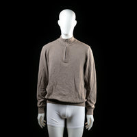 Park Lane - Sweater - Taupe - Size XL - Long-sleeve sweater with ribbed cuffs and hem, featuring a half-zip mock neck design.