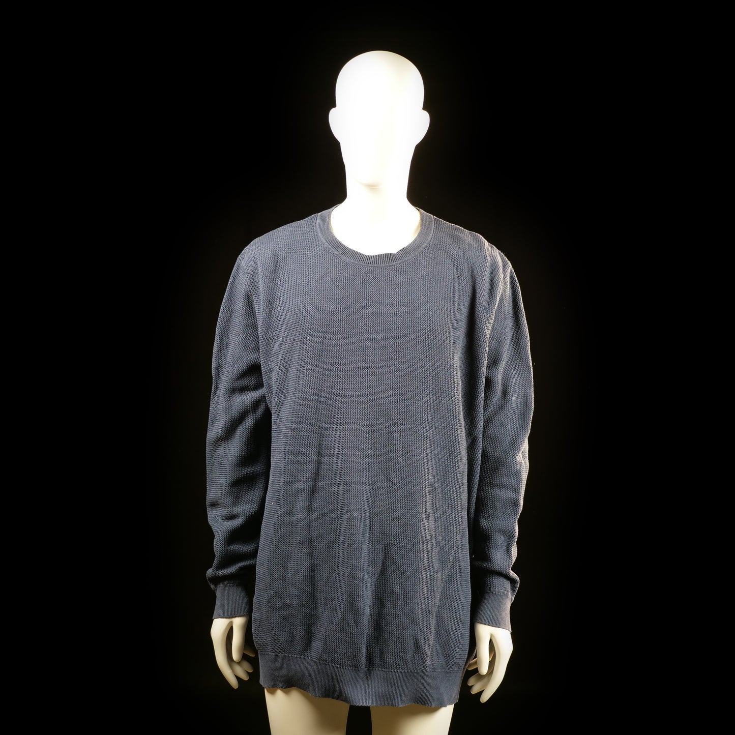Dressmann - Sweater - Charcoal - Size 4XL - Long-sleeve waffle-knit sweater with ribbed crew neckline, cuffs, and hem. Slightly oversized fit with no visible closures or embellishments.