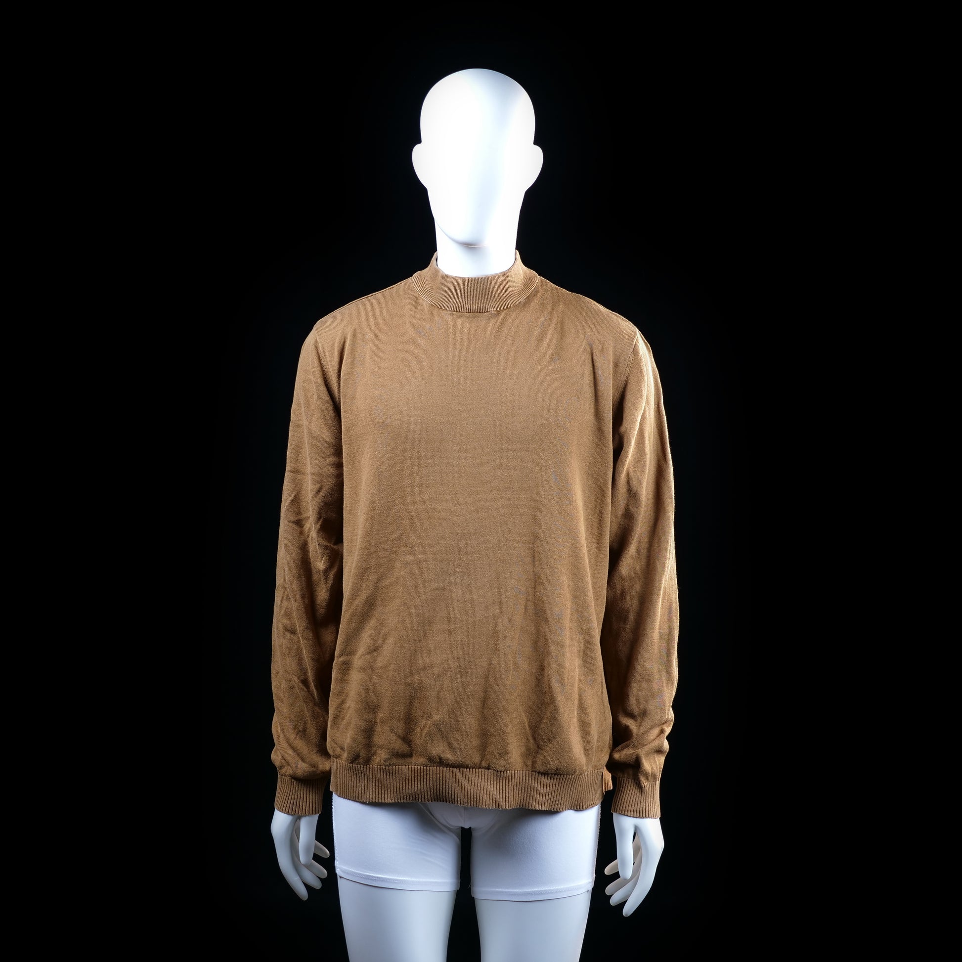 Jack & Jones - Sweater - Camel - Size XL - Long-sleeve pullover with a mock neck and ribbed cuffs and hem. The design is plain with no visible patterns or embellishments.