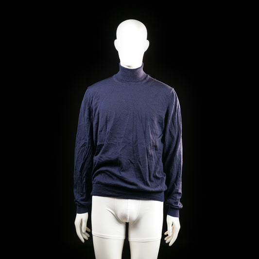 Olymp - Turtleneck - Navy - Size L - Long-sleeve top with a fitted turtleneck collar and ribbed cuffs and hem. Solid color with no visible patterns or embellishments.