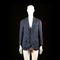 These Glory Days - Blazer - Navy - Size 50 - Navy two-button blazer with notched lapels and flap pockets. Sleeves feature button detailing near the cuffs.