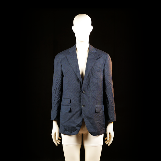 These Glory Days - Blazer - Navy - Size 50 - Navy two-button blazer with notched lapels and flap pockets. Sleeves feature button detailing near the cuffs.