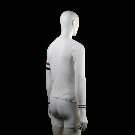 Sweater - White & Red & Navy - Size S