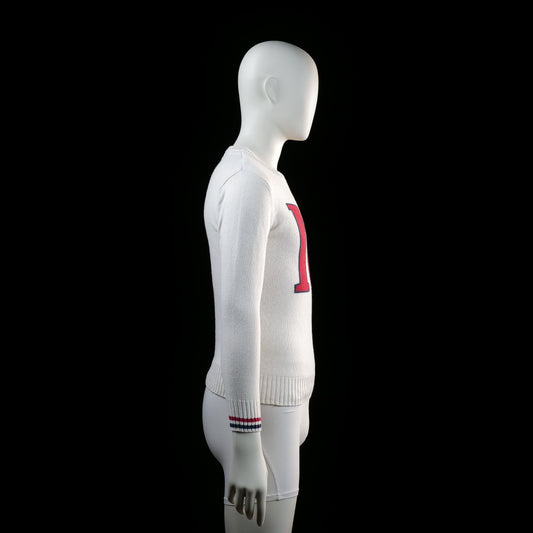 Sweater - White & Red & Navy - Size S