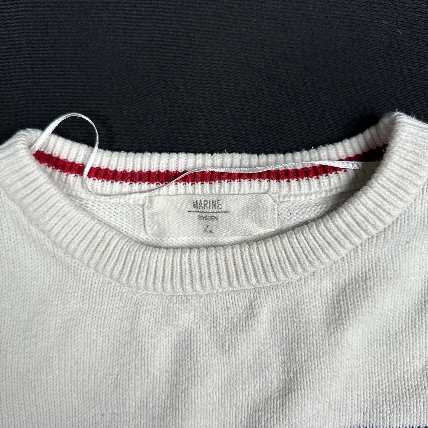 Sweater - White & Red & Navy - Size S