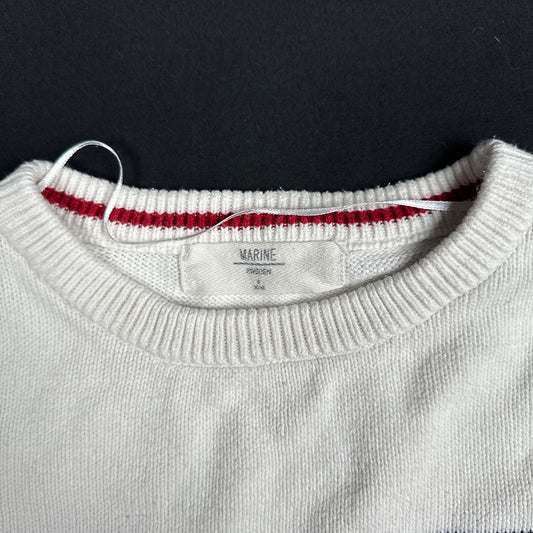 Sweater - White & Red & Navy - Size S