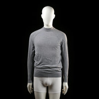 Zara - Sweater - Light Gray - Size S - Light gray long-sleeve knit top with a mock neckline and ribbed cuffs and hem. Seam lines run diagonally from the collar to the underarms.