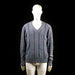 Gant - Sweater - Gray - Size L - Cable-knit V-neck sweater with ribbed cuffs and hem. Features a small patch near the bottom hem on the left side.