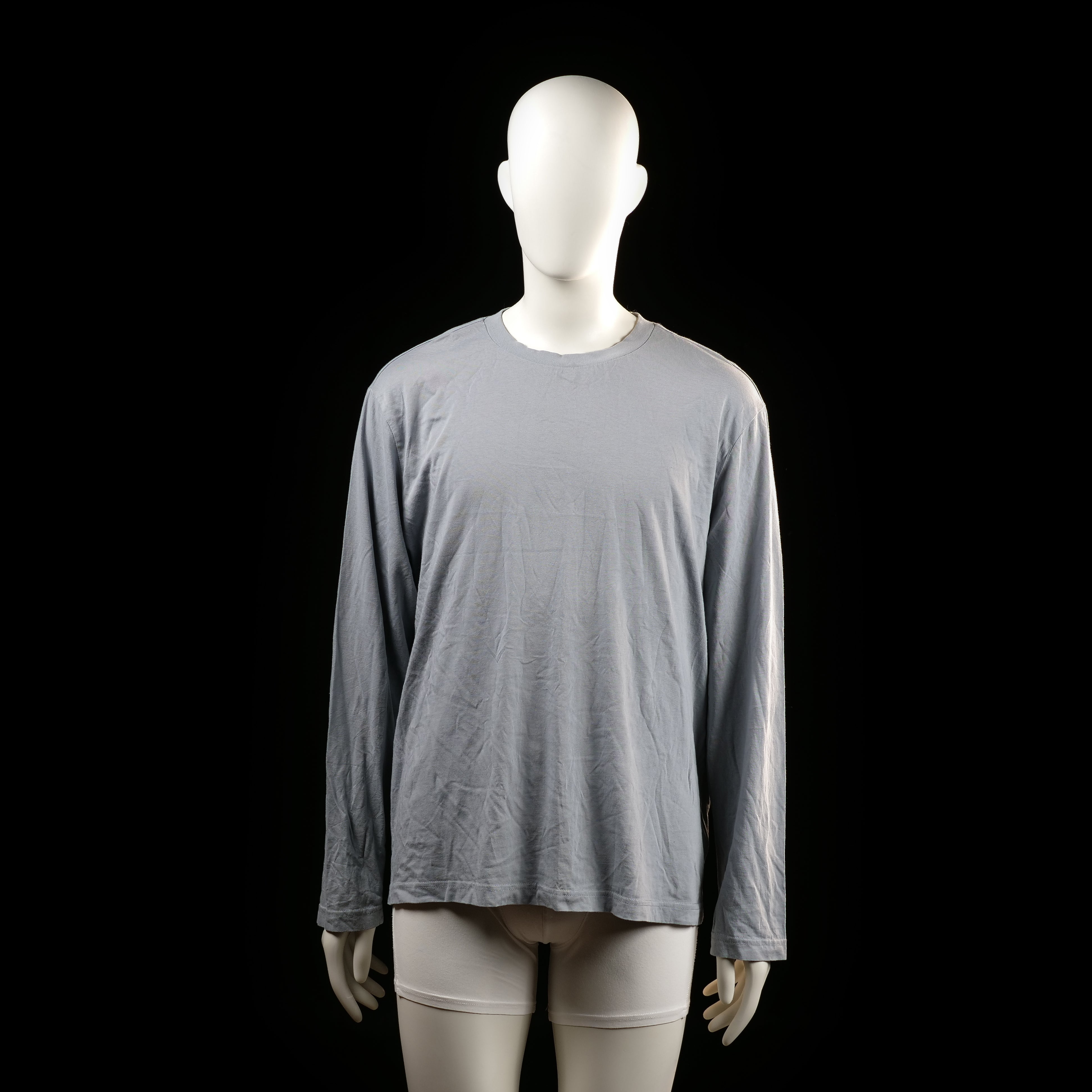 H&M - Long-sleeve top - Light Gray - Size L - Plain long-sleeve top with a crew neckline and a relaxed fit. No visible patterns, embellishments, or closures.