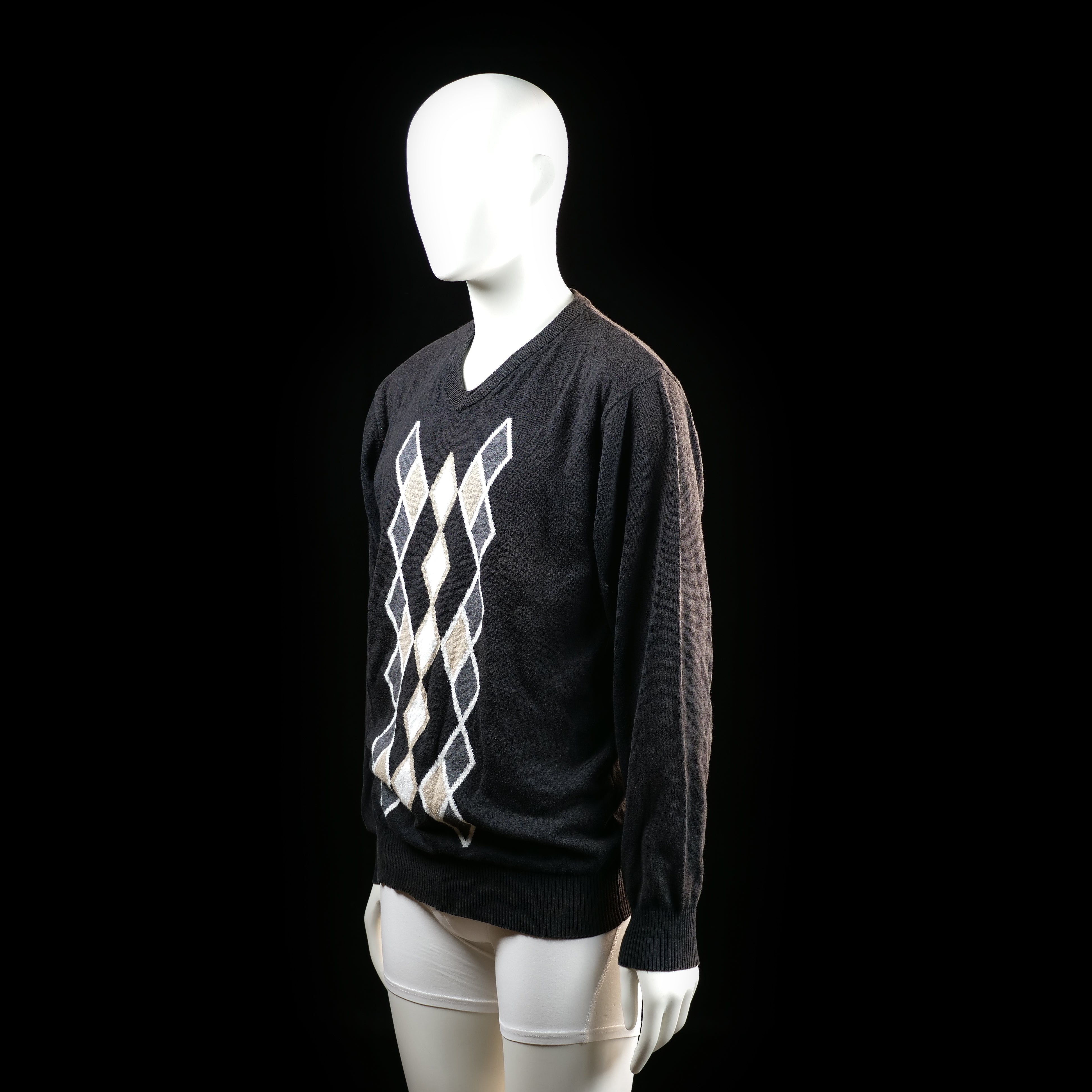 Sweater - Black & White & Beige - Size L