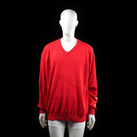 Dressmann - Sweater - Red - Size 3XL - Solid red sweater featuring a V-neck and ribbed cuffs and hem. The design is plain with a relaxed fit.