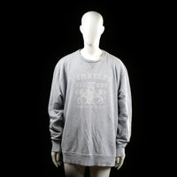 Berkeley - Sweatshirt - Light Gray - Size 3XL - Oversized light gray crewneck sweatshirt with ribbed cuffs and hem. Features a large faded front print with text and a crest design.