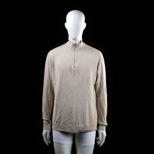 Selected Homme - Long-sleeve top - Beige - Size L - Long-sleeve top with a mock neck and a half-zip closure at the front. Features ribbed cuffs and hem.