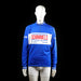 Bonfanti - Sports top - White - Size M - Long-sleeve top with a half-zip front, a white chest panel with bold red and blue text print, and ribbed cuffs with contrasting stripe detail. Features rear pockets and printed text on both sleeves.