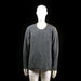 Minimum - Sweater - Dark Gray & Olive - Size L - Textured long-sleeve top with a subtle herringbone-like pattern and olive green trim at the neckline, cuffs, and hem. Straight hem and round neckline.