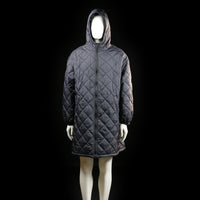 Padded coat - Dark Gray - Size 2XL - Long quilted coat with diamond stitching pattern throughout and a front zip closure. Features a hood and elasticized cuffs.