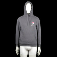 FSBN - Hoodie - Charcoal - Size XS - Charcoal hoodie with a kangaroo pocket and a printed skull graphic in pink and white on the left chest, featuring the text "DO NOTHING." It has ribbed cuffs and hem with a drawstring hood.